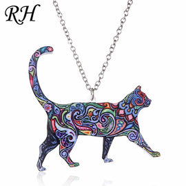 Acrylic Animal Necklace Pet Cat Dragon Pig Bird Wolf Horse Fish Dog Necklace Women Bohemia Jewelry Pendant Ethnic Long Necklace