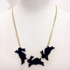 Acrylic Animal Rabbit Choker Necklace For Women Night Club Jewelry Black White