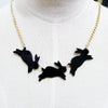 Acrylic Animal Rabbit Choker Necklace For Women Night Club Jewelry Black White
