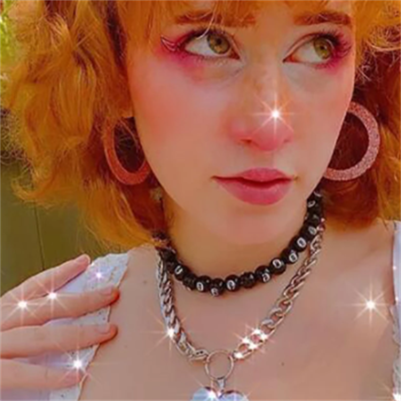 Acrylic Bead Necklace Black Color 8 Ball Choker Creative Dice Charm Necklace For Women Hip Hop Jewelry