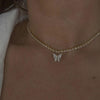 Acrylic Butterfly Choker Necklace Rhinestone Chain White Black Color Simple Clavicle Necklace Animal Korean Jewelry чокер
