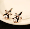 Acrylic Pearl Bow Tower Stud Earrings For Women Jewelry Rose Gold CZ Earrings Studs/Boucle D'oreille Femme/Pendientes Mujer Moda