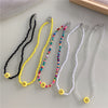 Acrylic Smile Beads Pendant Short Necklace For Women Sweet Korean Jewelry Ethnic Retro Strand Beaded Chocker Gifts