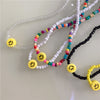 Acrylic Smile Beads Pendant Short Necklace For Women Sweet Korean Jewelry Ethnic Retro Strand Beaded Chocker Gifts