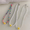 Acrylic Smile Beads Pendant Short Necklace For Women Sweet Korean Jewelry Ethnic Retro Strand Beaded Chocker Gifts