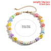 Acrylic Smiley Face Pearl Beads Clavicle Necklace Colorful Geometric Round Choker Necklace for Women Girl Beach Bohemian Jewelry
