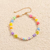 Acrylic Smiley Face Pearl Beads Clavicle Necklace Colorful Geometric Round Choker Necklace for Women Girl Beach Bohemian Jewelry