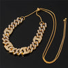 Adjustable 16mm Miami Cuban Link Chain Necklaces Iced Out Crystal Rhinestone Bling Hip hop Necklace for Men Women Jewelry