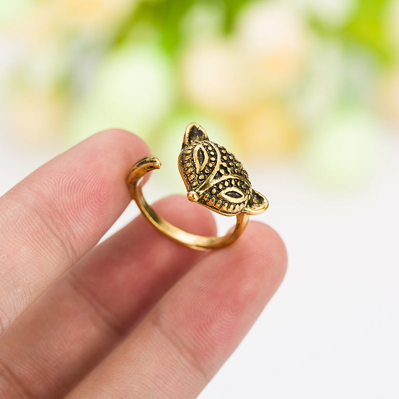 Adjustable 1PC Alloy Fox Ring Antique Fox Jewelry Rings Comfortable Lucky Animal Ring For Men Women Gift