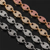 Adjustable 60cm Multi-color Width Iced Out Rhinestoned Gold Color Coffee Beans Link Chain For Men Jewelry Collier Bijoux