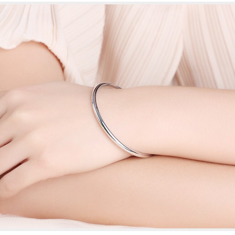 Adjustable 925 Stamp Silver Color Classic Charm Cuff polishing Bangles For Women Elegant Jewelry Christmas