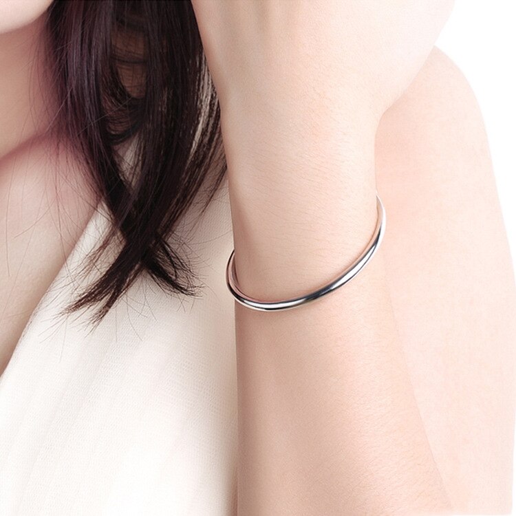 Adjustable 925 Stamp Silver Color Classic Charm Cuff polishing Bangles For Women Elegant Jewelry Christmas