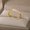 Adjustable Colorful Enamel Rings For Women Stainless Steel Open Finger Ring 2023 Trend Korean Crystal Party Jewelry Gift