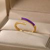 Adjustable Colorful Enamel Rings For Women Stainless Steel Open Finger Ring 2023 Trend Korean Crystal Party Jewelry Gift