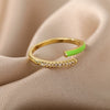 Adjustable Colorful Enamel Rings For Women Stainless Steel Open Finger Ring 2023 Trend Korean Crystal Party Jewelry Gift