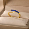 Adjustable Colorful Enamel Rings For Women Stainless Steel Open Finger Ring 2023 Trend Korean Crystal Party Jewelry Gift