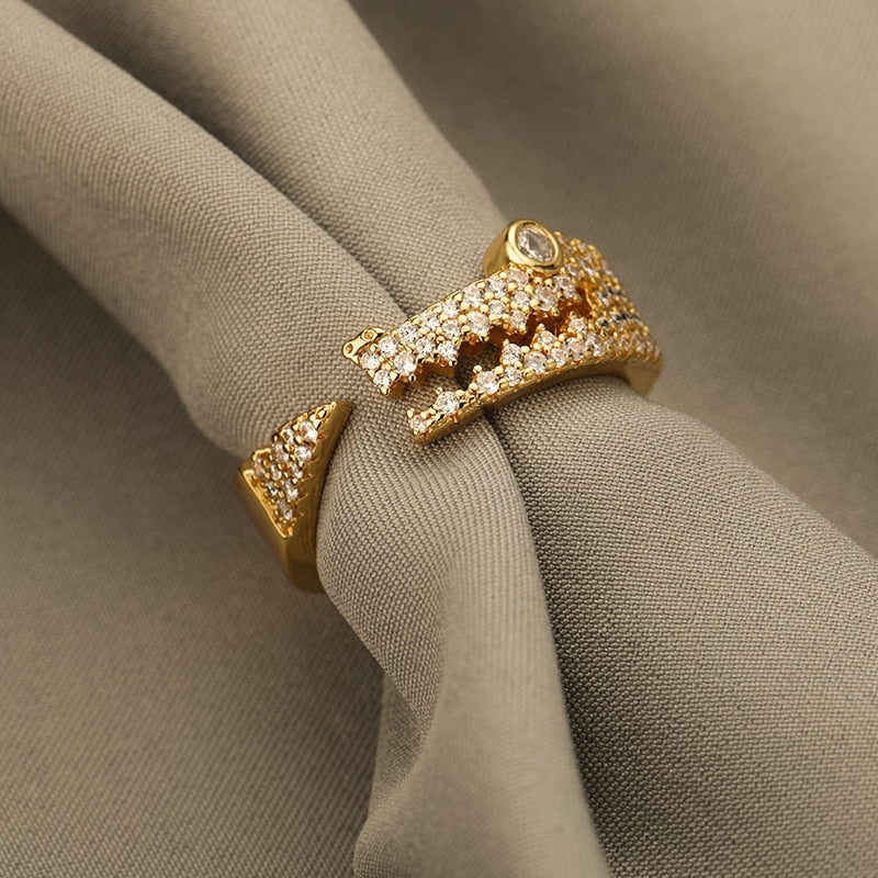 Adjustable Crocodile Rings For Women Gothic Crystal Zirconia Ring Animal Vintage Aesthetic Jewelry Birthday Gift bague femme