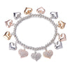 Adjustable Crystal Full Heart Bracelet For Women Mix Silvery Color Beaded Bracelets For Lover Friend 2022 Jewelry