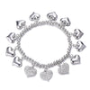 Adjustable Crystal Full Heart Bracelet For Women Mix Silvery Color Beaded Bracelets For Lover Friend 2022 Jewelry