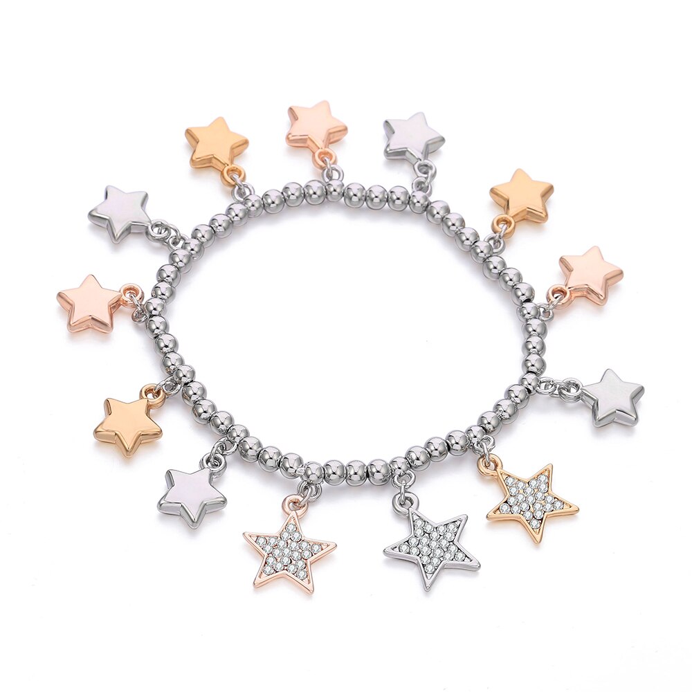 Adjustable Crystal Stars Beads Chain Bracelet For Women Silvery Mix Color Charms Bracelets For Girls 2022 Jewelry