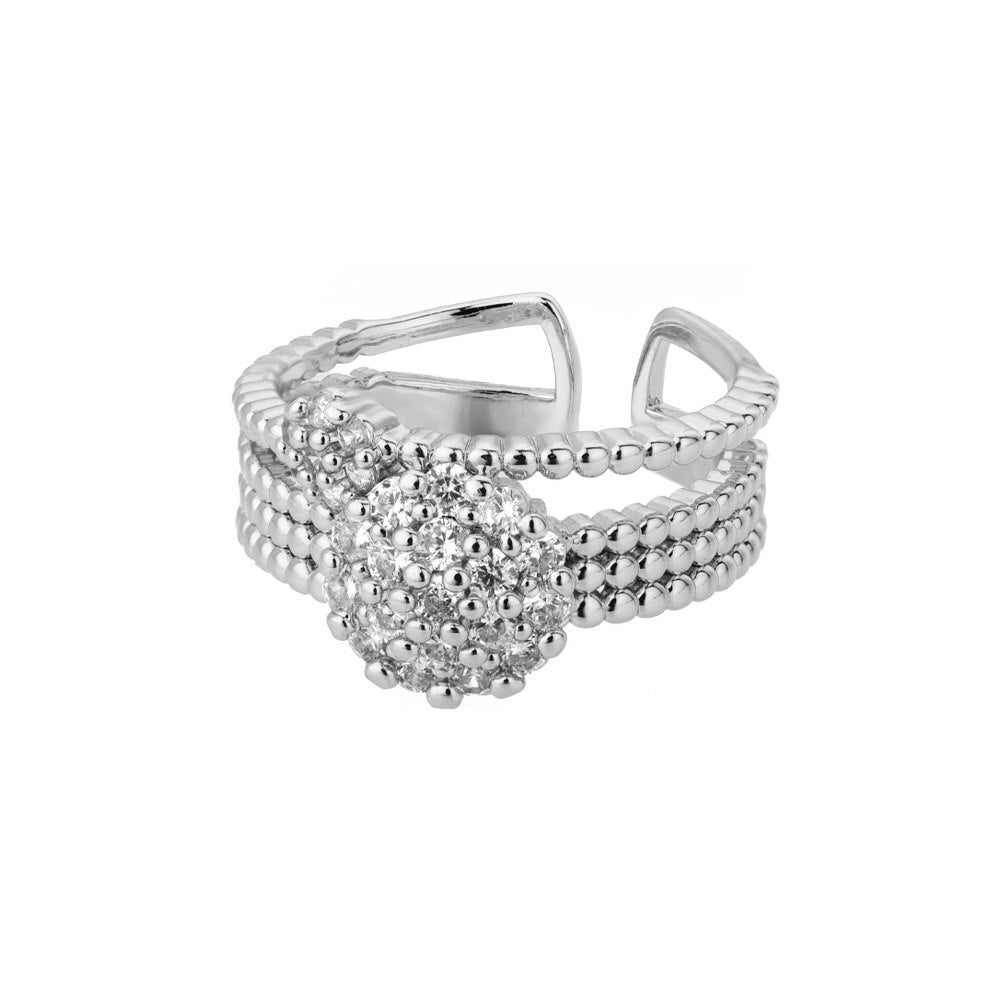 Adjustable Cubic Zirconia Floral Rings For Women Stainless Steel Fancy Gold Color Ring Couple Wedding Jewelry anillos mujer