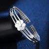 Adjustable Flower Bracelet Silver Colour Women Cuff Bracelet  Designer Jewelry   Christmas