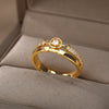 Adjustable Geometric Zircon Rings For Women Stainless Steel Gold Color Open Couple Ring Wedding Band Jewerly Gift anillos