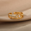Adjustable Geometric Zircon Rings For Women Stainless Steel Gold Color Open Couple Ring Wedding Band Jewerly Gift anillos