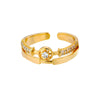 Adjustable Geometric Zircon Rings For Women Stainless Steel Gold Color Open Couple Ring Wedding Band Jewerly Gift anillos