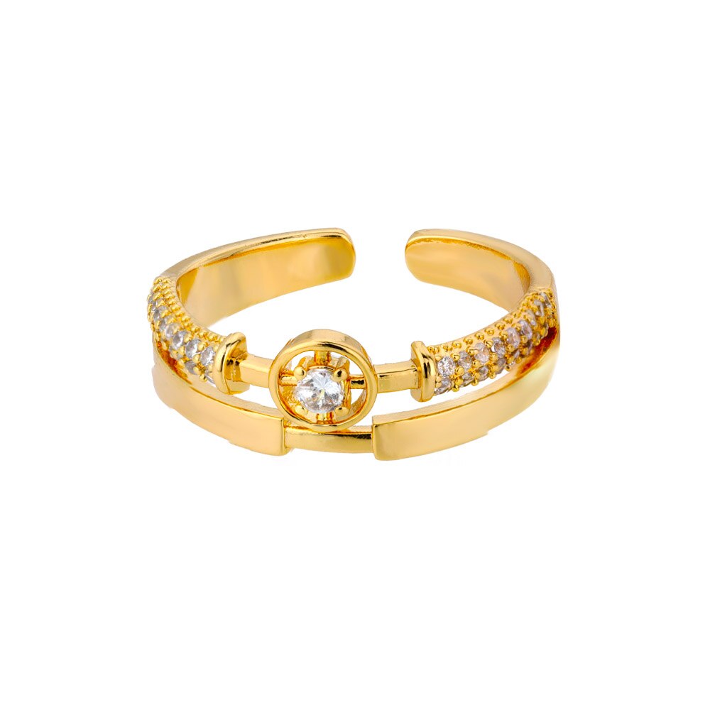 Adjustable Geometric Zircon Rings For Women Stainless Steel Gold Color Open Couple Ring Wedding Band Jewerly Gift anillos