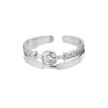 Adjustable Geometric Zircon Rings For Women Stainless Steel Gold Color Open Couple Ring Wedding Band Jewerly Gift anillos