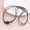 Adjustable Leather Chain Choker Necklace Shellhard Black Lava Rock Essential Oil Diffuser Pandant Necklaces Women Jewelry