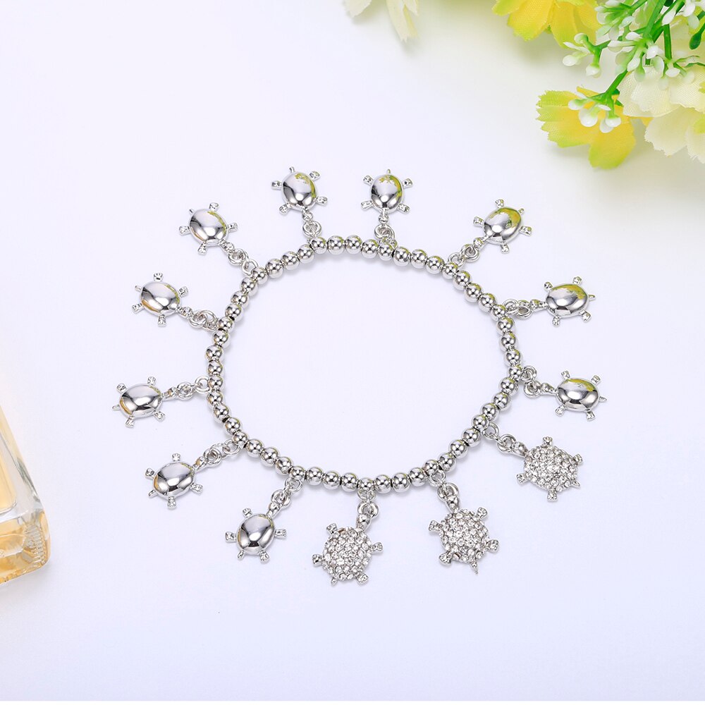 Adjustable MIX Color Charms Bracelets Anklets Trotoise Dangle Crystal Animal For Women Bracelet 2022 Jewellery Gift