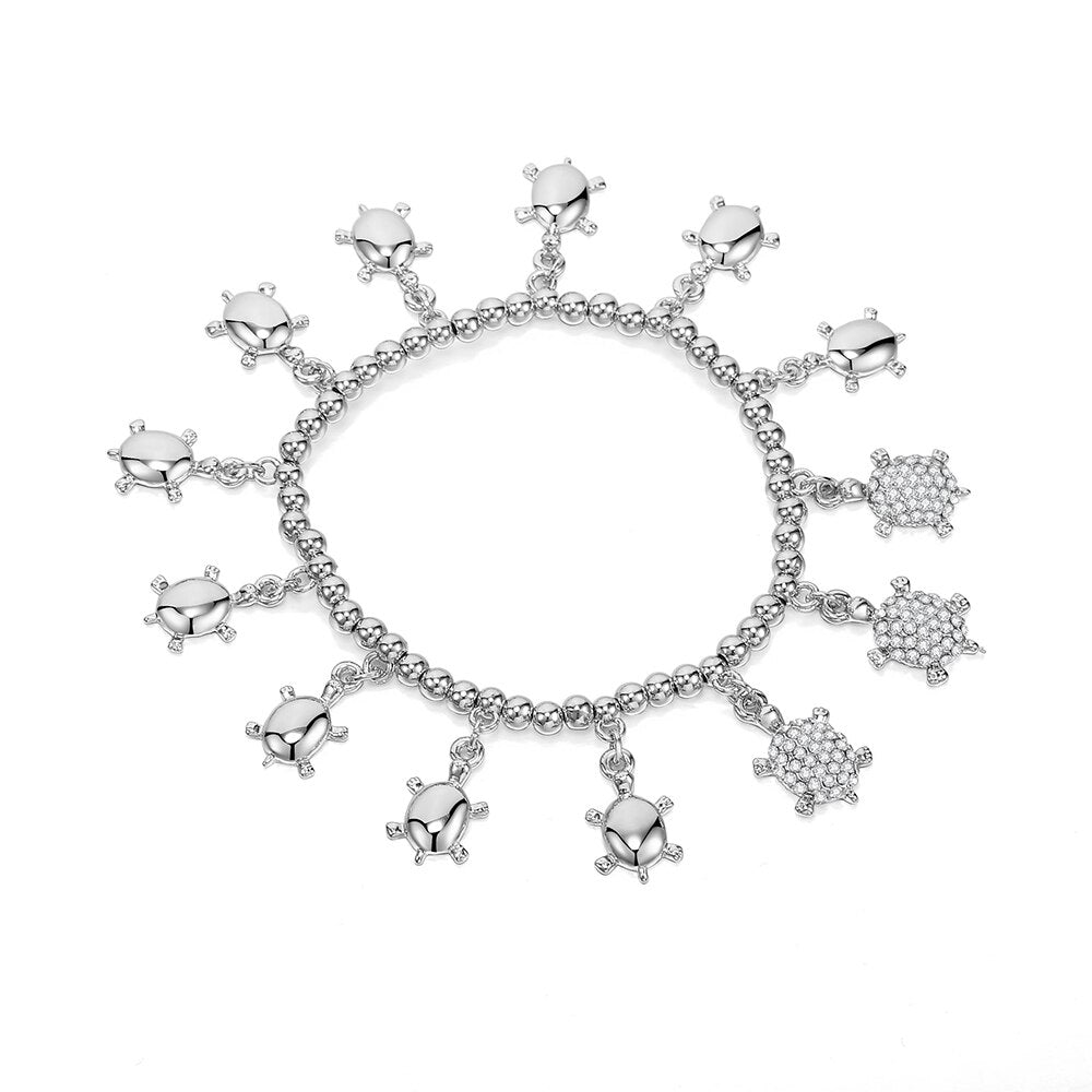 Adjustable MIX Color Charms Bracelets Anklets Trotoise Dangle Crystal Animal For Women Bracelet 2022 Jewellery Gift