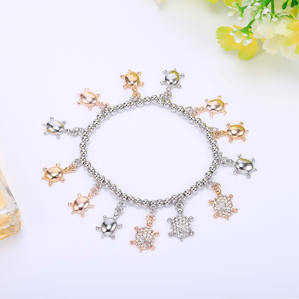 Adjustable MIX Color Charms Bracelets Anklets Trotoise Dangle Crystal Animal For Women Bracelet 2022 Jewellery Gift