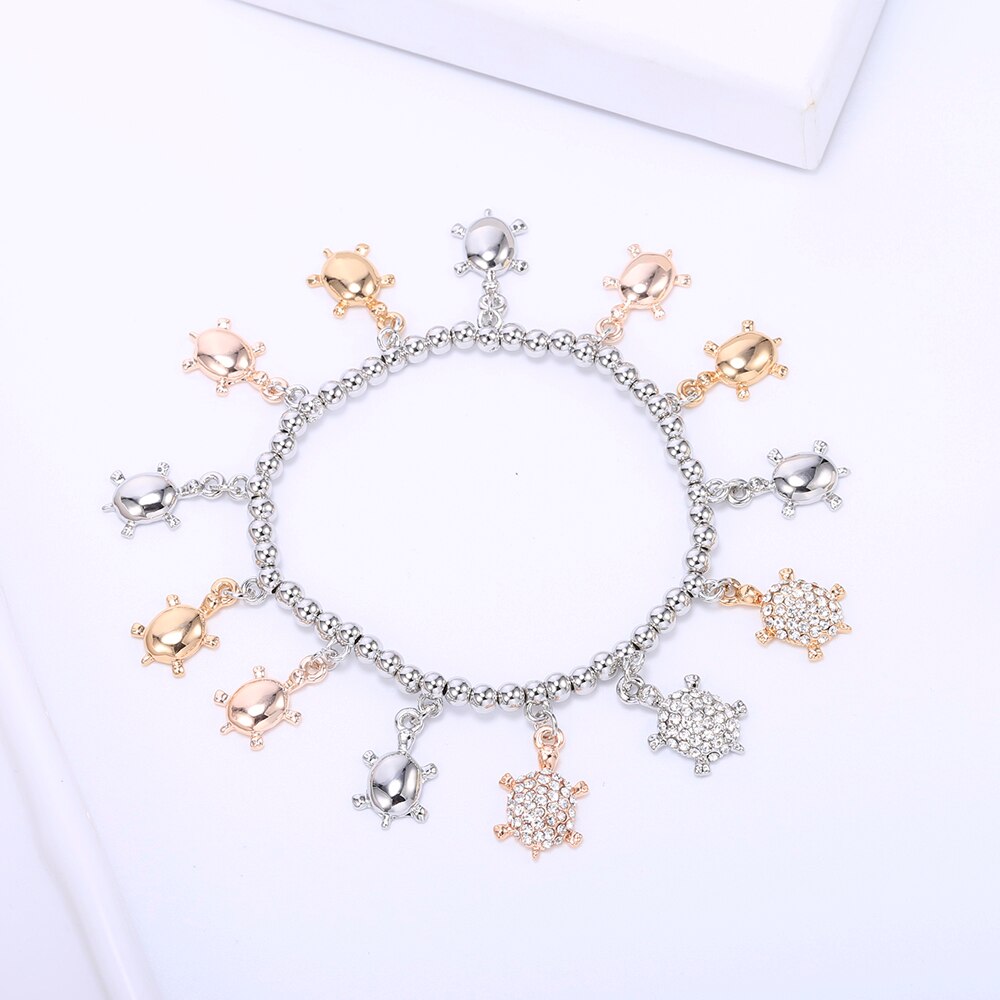 Adjustable MIX Color Charms Bracelets Anklets Trotoise Dangle Crystal Animal For Women Bracelet 2022 Jewellery Gift