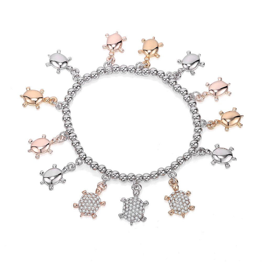 Adjustable MIX Color Charms Bracelets Anklets Trotoise Dangle Crystal Animal For Women Bracelet 2022 Jewellery Gift