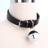 Adjustable PU Leather Small Bell Choker Necklace Punk Style Collar Lead Chain Bondage Slave Punish Gothic Club Jewelry Necklace