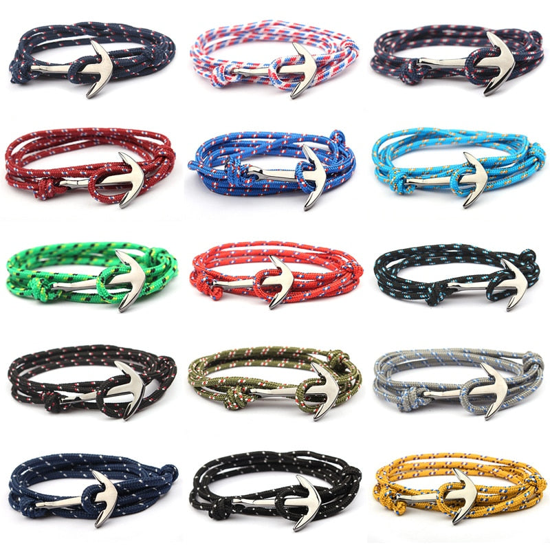 Adjustable Paracord Anchor Bracelet Woman Men Charm Bracelets Alloy Anchor Nylon Rope Chain Armband Vintage Bracelets & Bangles