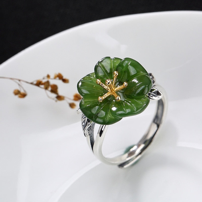 Adjustable Ring Silver Women 925 Sterling silver Rings Handmade Jade Silver 925 Jewelry Vintage rings