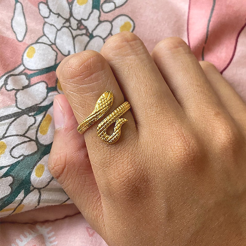 Adjustable Snake Rings For Women Stainless Steel Gothic Male Gold  Finger Ring 2023 Trend Couple Aesthetic Jewerly anillos