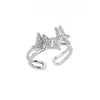 Aesthetic Butterflies Rings For Women Stainless Steel Cubic Zirconia Ring Vintage Wedding Band Couple Jewelry Accessories Mujer