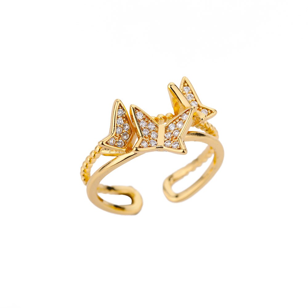 Aesthetic Butterflies Rings For Women Stainless Steel Cubic Zirconia Ring Vintage Wedding Band Couple Jewelry Accessories Mujer