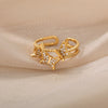 Aesthetic Butterflies Rings For Women Stainless Steel Cubic Zirconia Ring Vintage Wedding Band Couple Jewelry Accessories Mujer