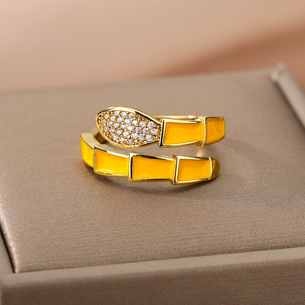 Aesthetic Enamel Rings For Women Adjustable Drip Oil Colorful Snake Ring 2023 Trend Animal Jewerly Wedding Gift Bijoux Femme