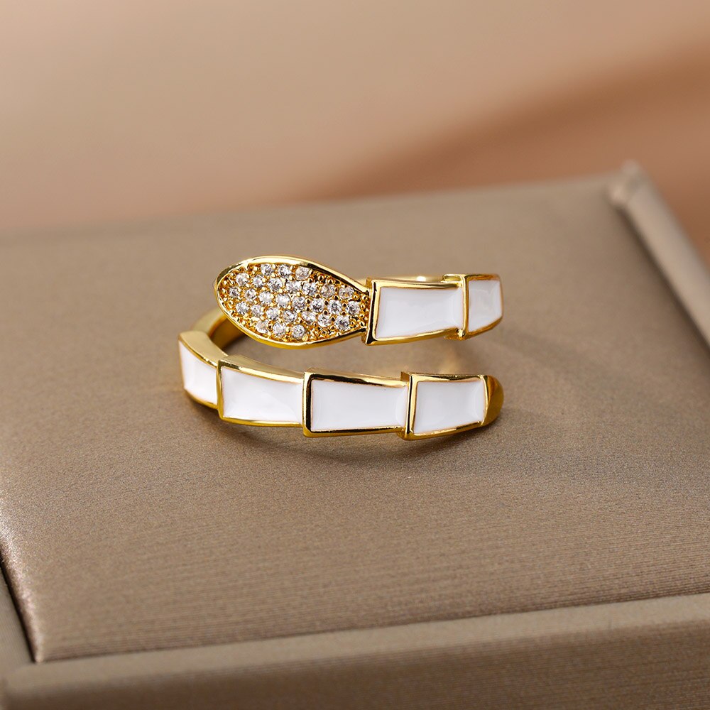 Aesthetic Enamel Rings For Women Adjustable Drip Oil Colorful Snake Ring 2023 Trend Animal Jewerly Wedding Gift Bijoux Femme