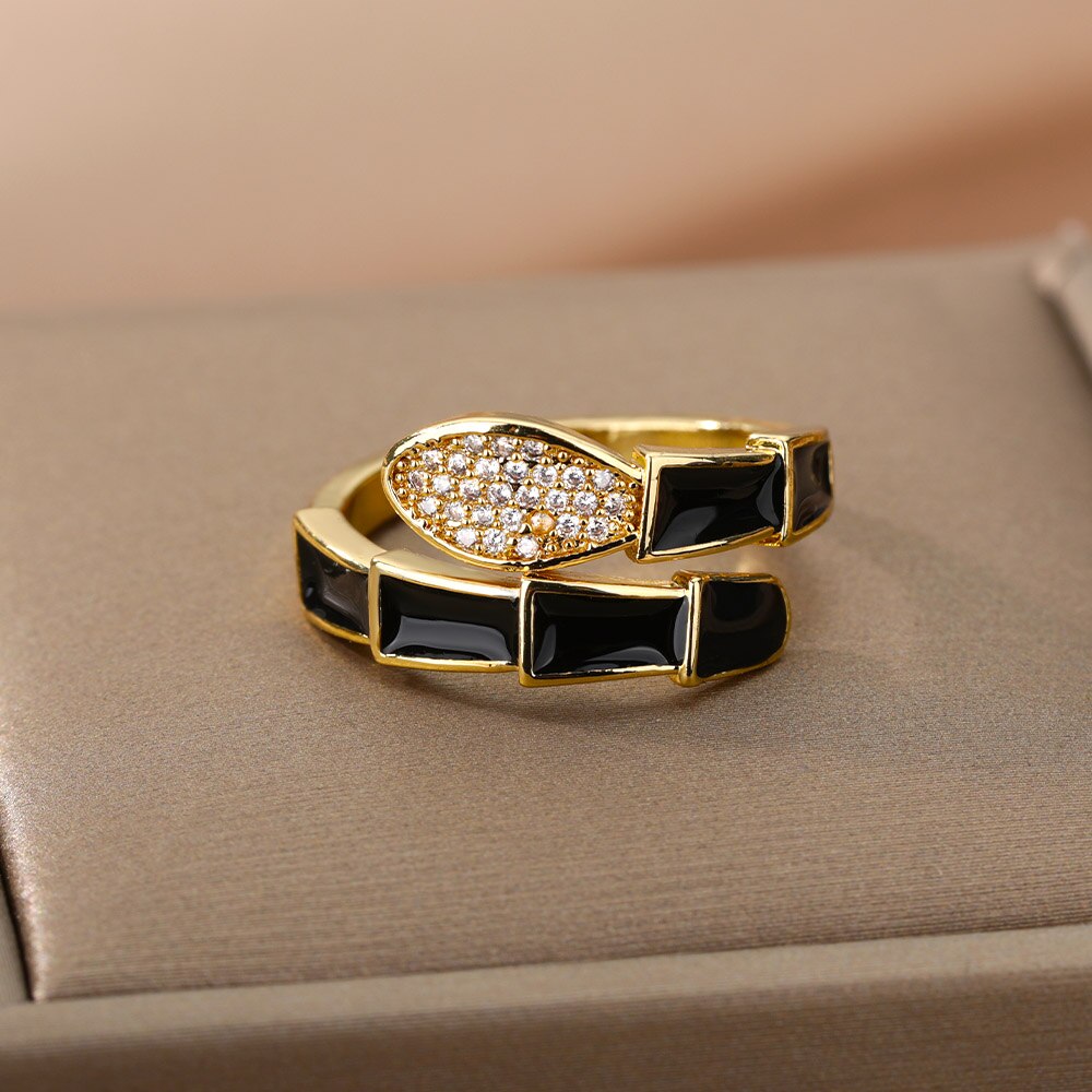 Aesthetic Enamel Rings For Women Adjustable Drip Oil Colorful Snake Ring 2023 Trend Animal Jewerly Wedding Gift Bijoux Femme