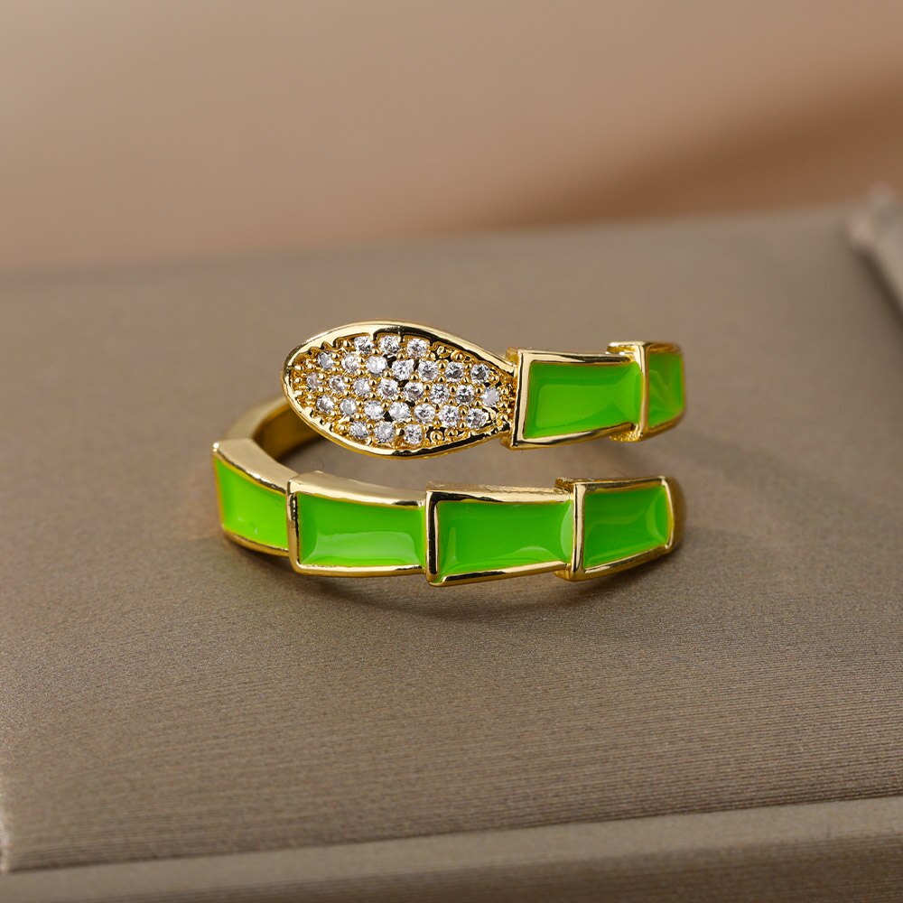 Aesthetic Enamel Rings For Women Adjustable Drip Oil Colorful Snake Ring 2023 Trend Animal Jewerly Wedding Gift Bijoux Femme
