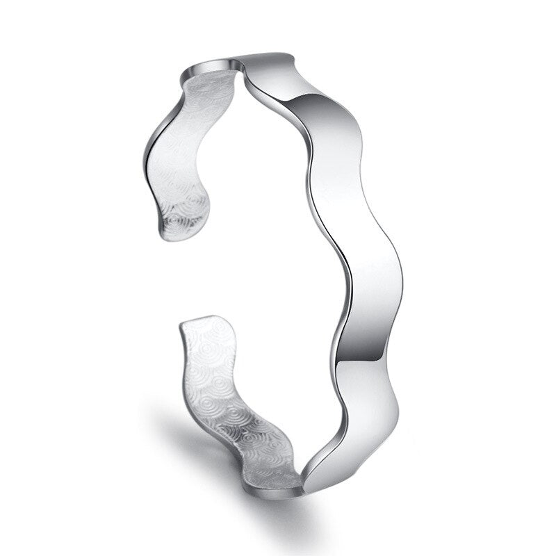 Aesthetic Ripple Glossy Cuff Bracelet Bangles For Women  Quality Jewelry Accessories Christmas