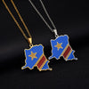 Africa Democratic Republic of the Congo Map &Flag Pendant Necklace Gold/Steel Color Men/Women Stainless Steel Map Ethnic jewelry